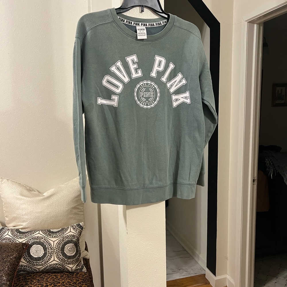 LOVE PINK Victoria's Secret Green Sweatshirt
